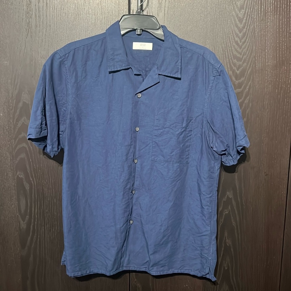 UNIQLO Blue Short Sleeve Linen Shirt